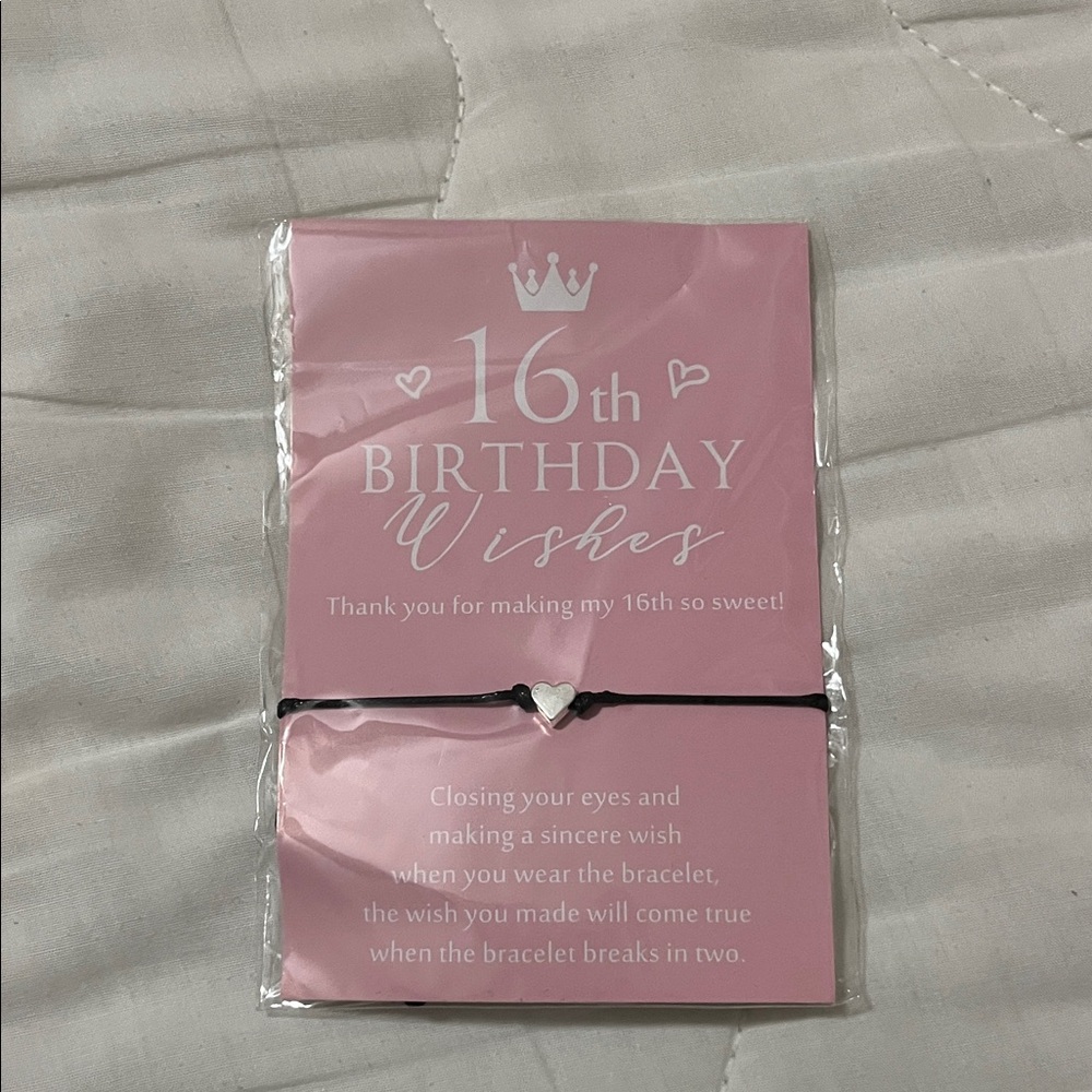 Pink 16th Birthday Wishes Bracelet